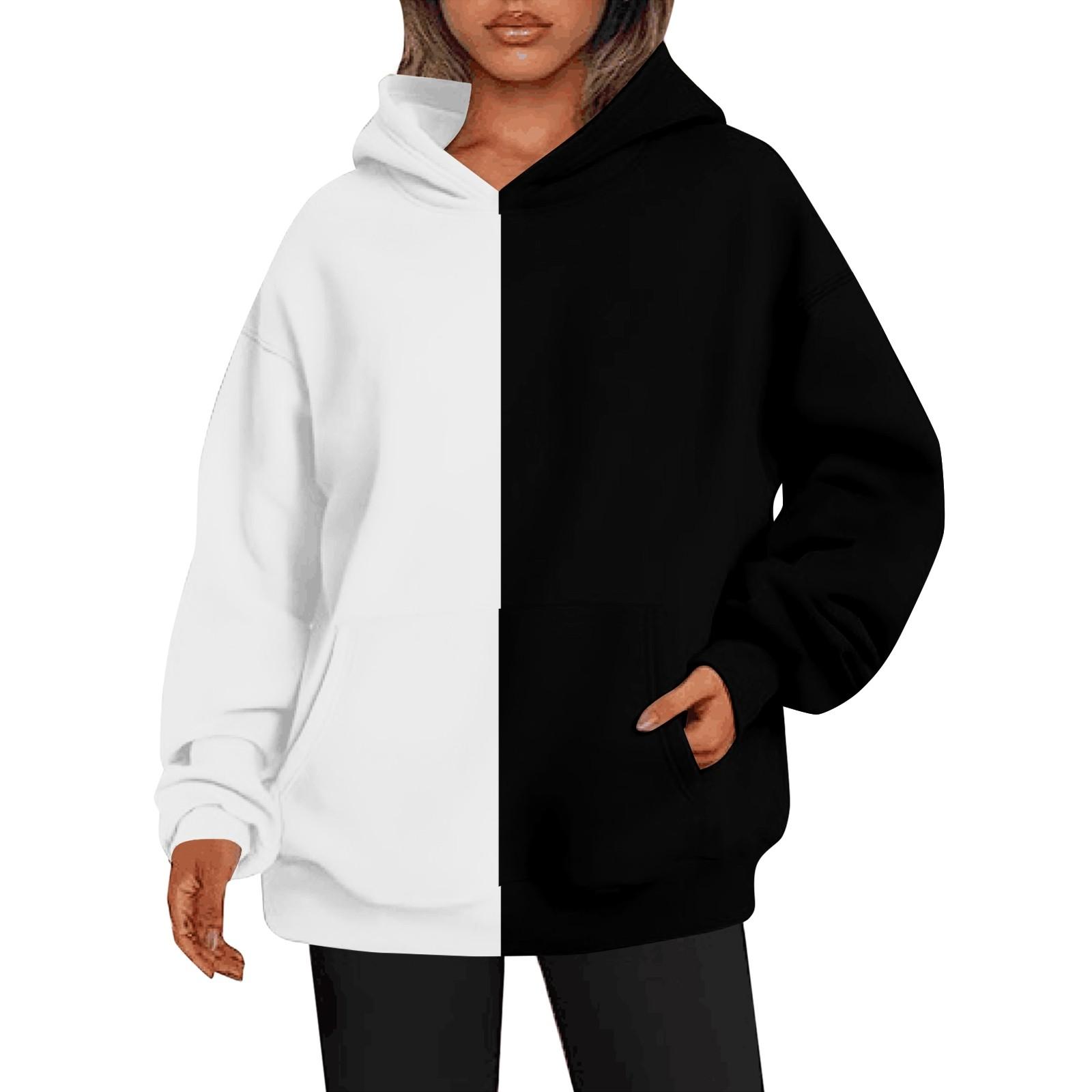 

Женские толстовки с капюшоном большого размера с длинным рукавом с принтом, пуловеры, осенние наряды с карманом XL чёрный