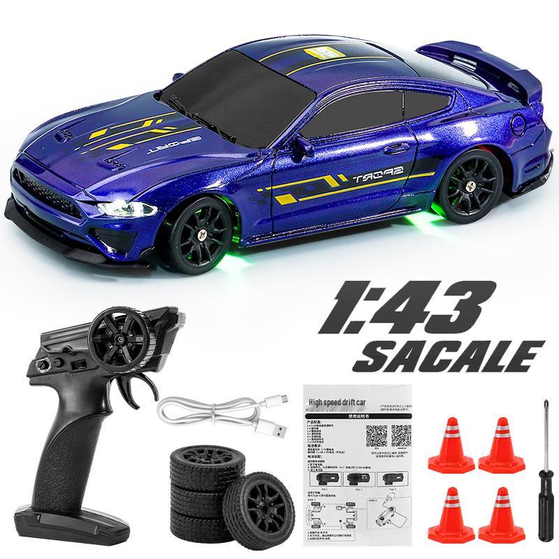 1:43 Scale 4WD RC Drift Car with Gyroscope, 7-Color Lights, and Alloy Chassis