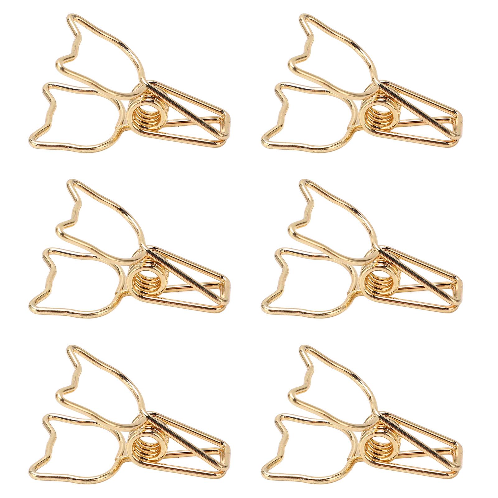 

100pcs Clips Cute Cartoon Cat Shape Metal Hollowed Tail Clips Paper Clamps Supplies