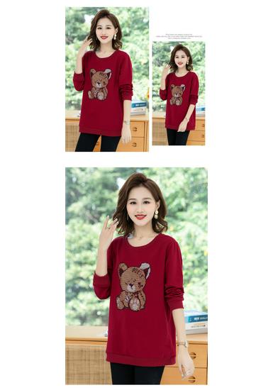 Women's Plus Size Mid-Length Crewneck Cotton Sweatshirt, Thin Spring/Autumn Style, 2025 New Arrival, Loose Fit, No Hood