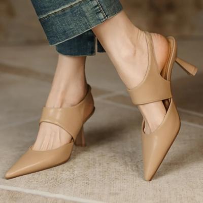 Mode 2024 Neue Sandalen Damen Französische Stiletto Damen Pumps Sommer High Heel Sandalen Spitzschuh Einfarbig Damenschuhe Sandalias Mujer