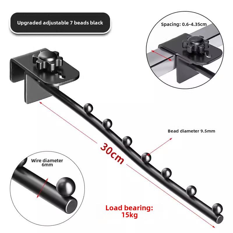 

Регулируемая прикроватная полка для хранения вещей: Крючок с 7 бусинами для двухъярусных кроватей в общежитии чёрный