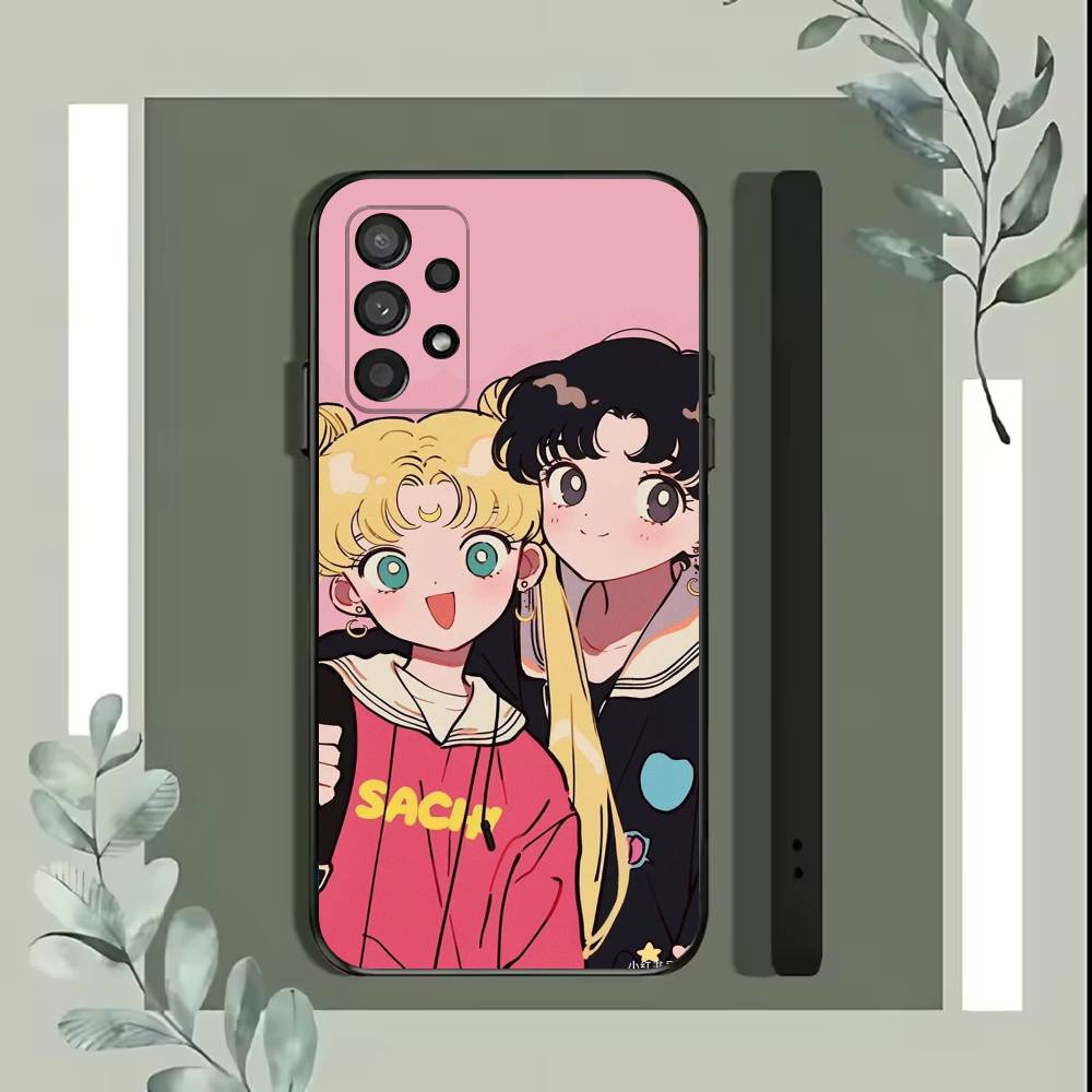 Cartoon S-Sailor M-Moons Phone Case For Samsung S25,S24,S21,S22,S23,S30,Ultra,S20,Plus,Fe,Lite,5G Black Cover