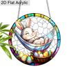 Acrylic Easter Bunny Hammock Suncatcher Stained Glass Effect Window Hanging Ornament Easter Lover Gifts