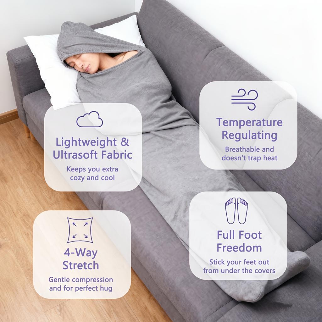 Pătură Pondere cu Capsulă de Somn cu Glugă - Lenjerie de Pat Termică, Pătură Confortabilă All-Season Lavabilă la Mașină pentru Adult, Somn Profund, Relaxare