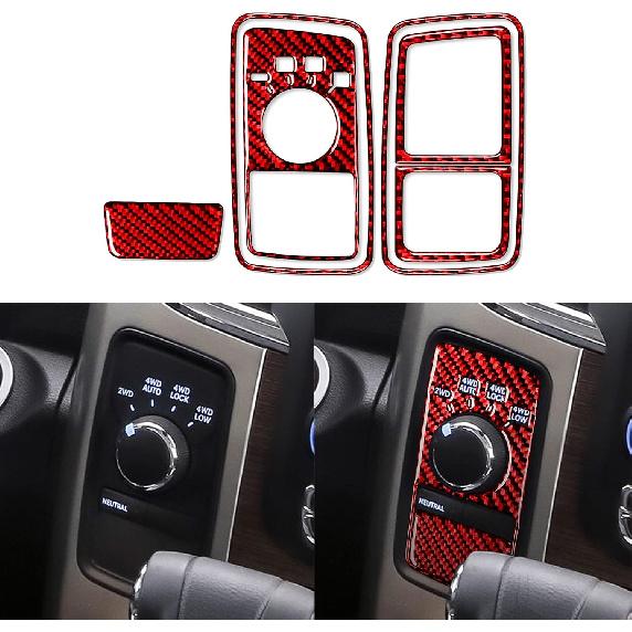 Red Carbon Fiber Dashboard trument Speedometer Tachometer Frame Panel Cover Car Interior Compatible with Dodge Ram 1500/2500/3500 2013 2014 2015 2016