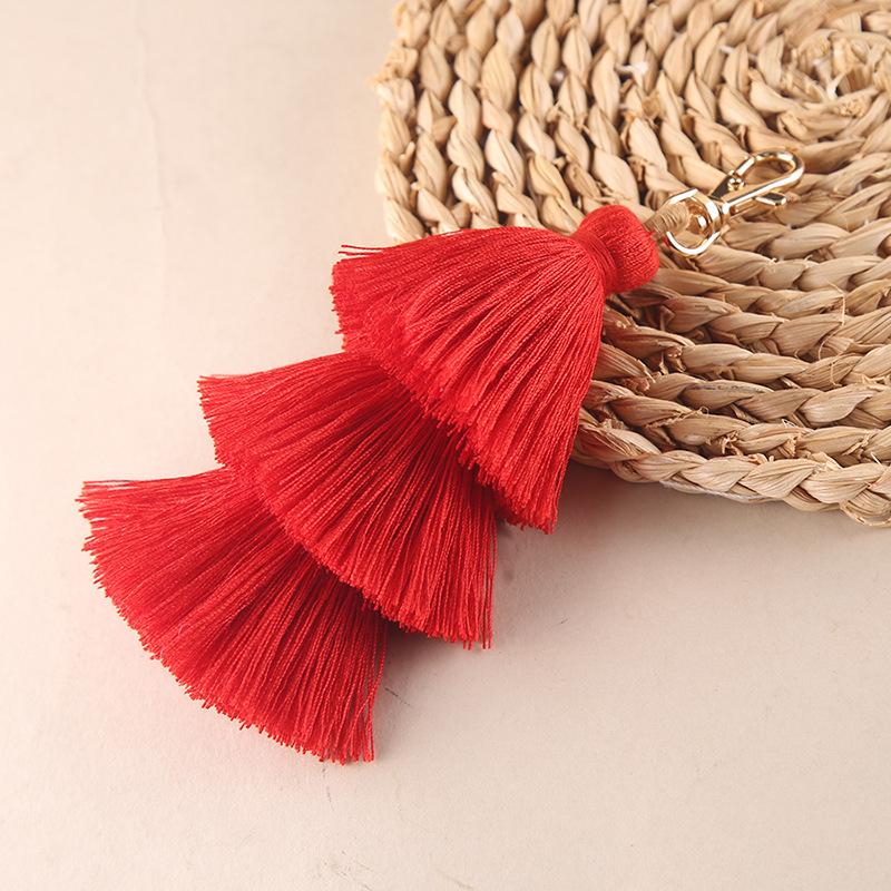 Three-layer Cotton Tassel Bag Hanger Decoration with Ethnic Style Keychain In Bohemian Style - Three-layer Tassels Pendant