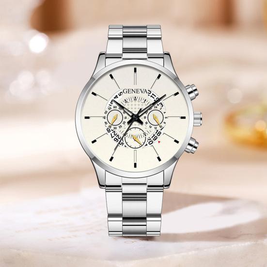 

Мужские кварцевые часы Yousheng с круглым циферблатом, тремя глазами, календарем, регулируемым ремешком из нержавеющей стали, механические, без задержки, высокоточные, повседневные наручные часы