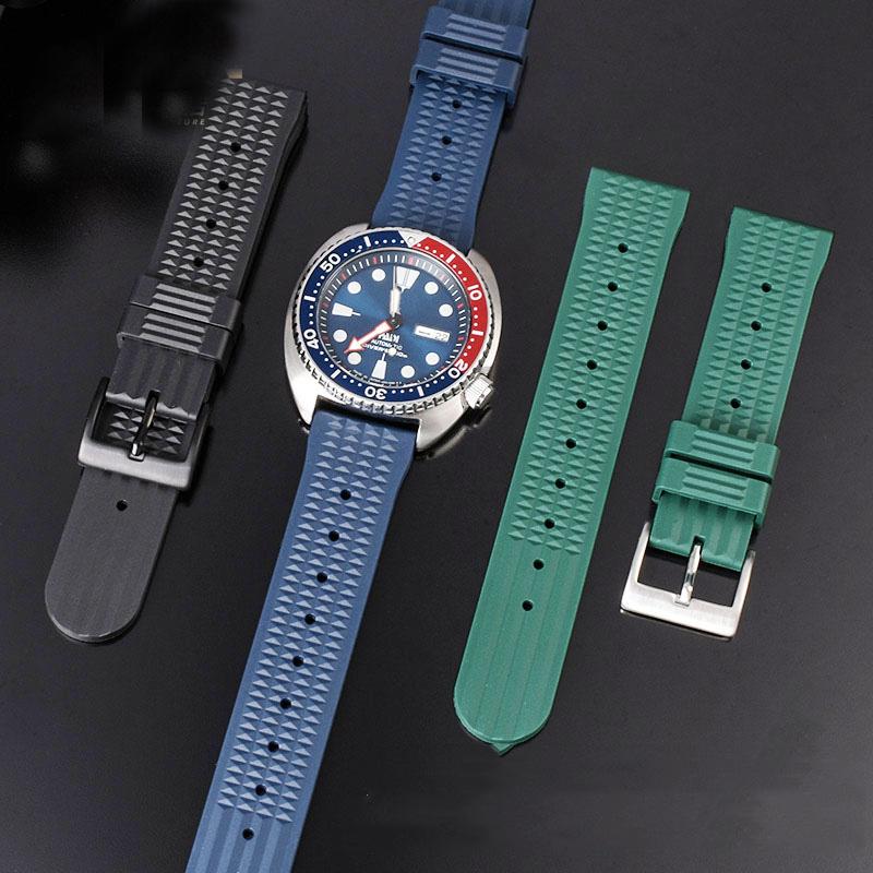 20mm 22mm Rubber Watchband For Seiko IWC Citizen Waffle Strap Bracelets Fashion Universal Mens Diver Silicone Sports Watch Band