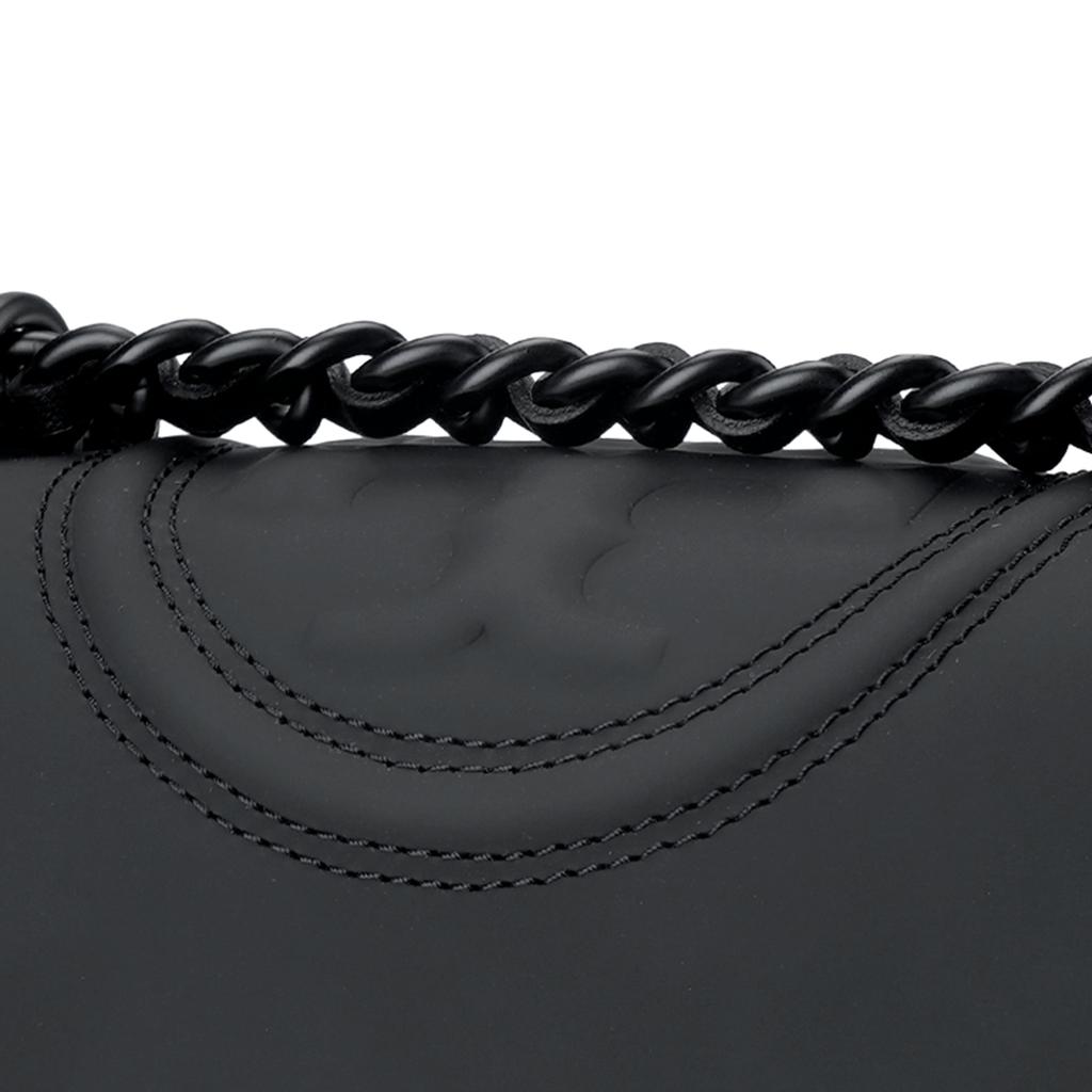 Tory Burch Fleming Solid Color Logo PU Tote Crossbody Shoulder Bag Small Women bags Black 82562-001