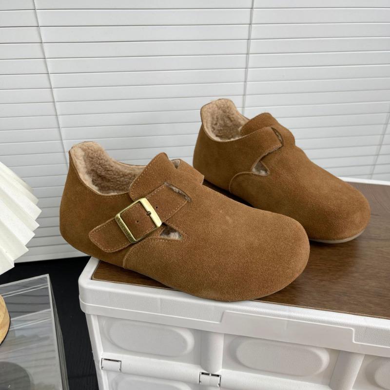 Edition autumn and winter thick-soled plush shoes women's shoes wear warm half-drag cotton shoes