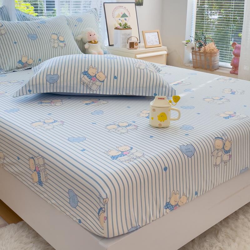 100%Cotton Bed Sheets Flower Printed Fitted Sheets For Bed Sábanas Para Camaqueen/King Bed Sheet Cotton(Without Pillowcase)