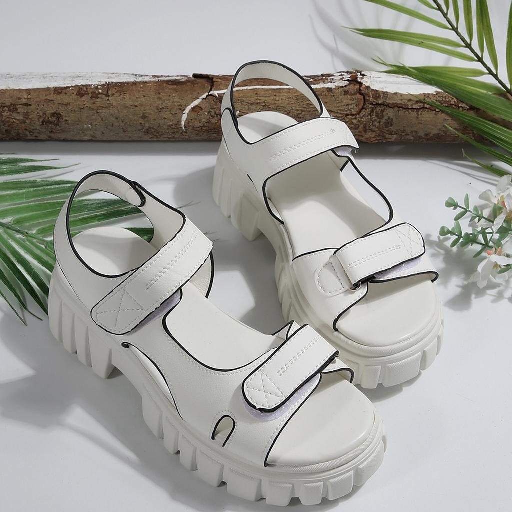 European and American Velcro Sandals 2025 Summer New Large Size Platform Sandals Foreign Trade Explosion Round Head Sandals Women