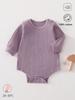 Baby Cotton Long Sleeve Footed Romper With Bone Free Jacquard Design For Newborns And Infants