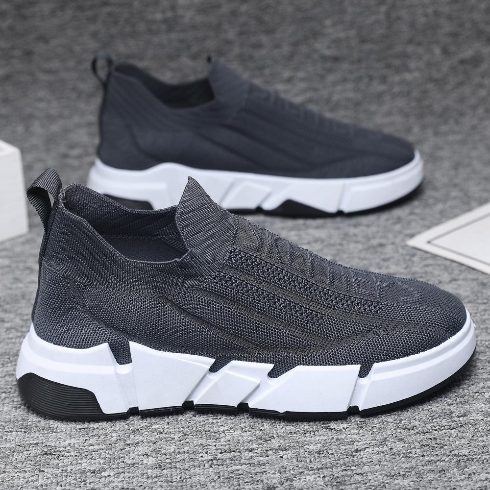 Fliegende gewebte atmungsaktive dicksohlige Socken Mund Sportschuhe ein Pedal modische Low-Top Herren Freizeitschuhe