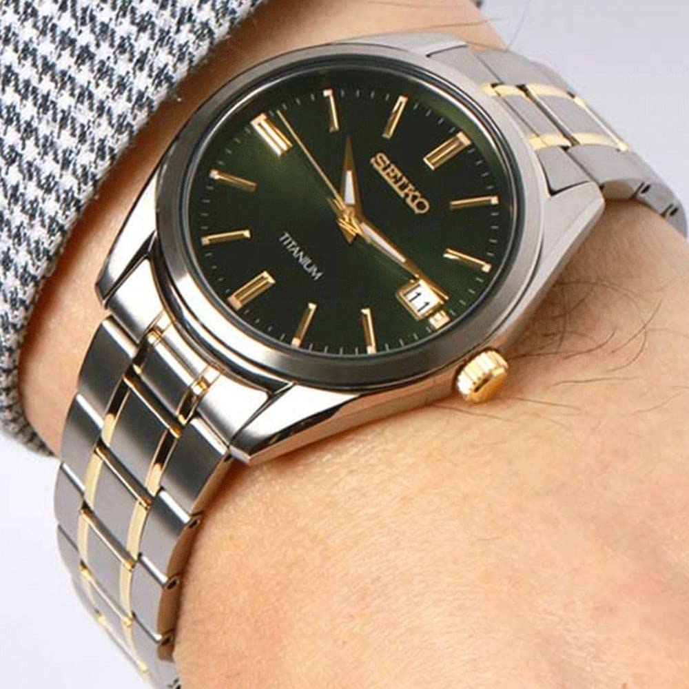 Seiko Pánské hodinky SEIKO Overseas Model Quartz Titan Safírové sklo Zelené SUR377P1 [Reverse Import]