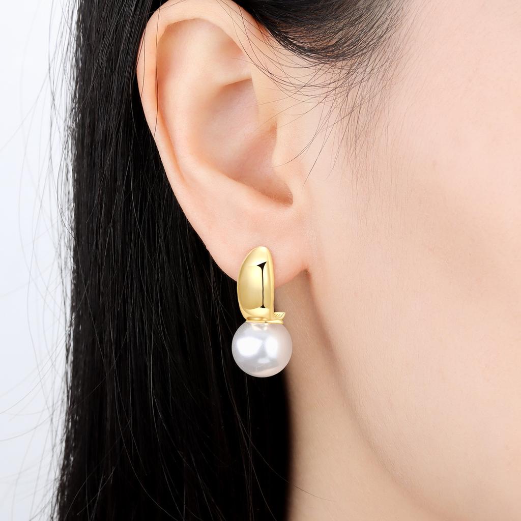 Orstarry S925 Silver Earring Versatile and Minimalist Pearl Earrings Gold-plated Women Birthday Gift Silver Jewelry
