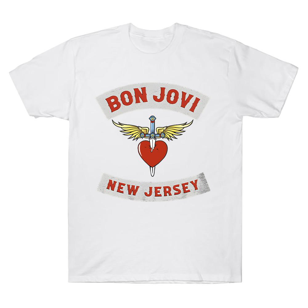 New Jersey Youth T-Shirt Bon Jovi Rock Punk Band Print TShirt Short Sleeve Hip Hop Tees Casual Loose Streetwear Cotton Tops Unisex Mens women clothes