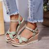 Wedge Sandals Women's Platform One Line Buckle Foreign Trade Large Size Platform Korean Peep Toe Summer Sandals