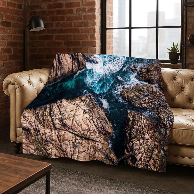 Sea Wave Beach Reef Nature Scenery Flannel Blanket Soft Warm Throw Blanket for Bedroom Living Room Bed Travel Camping Picnic Kid