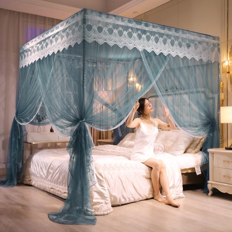 Summer Palace Style Floor-Standing Mosquito Net – Thickened, Encrypted Anti-Mosquito Princess Bed Curtains for Home, Bedroom, or Dormitory.
