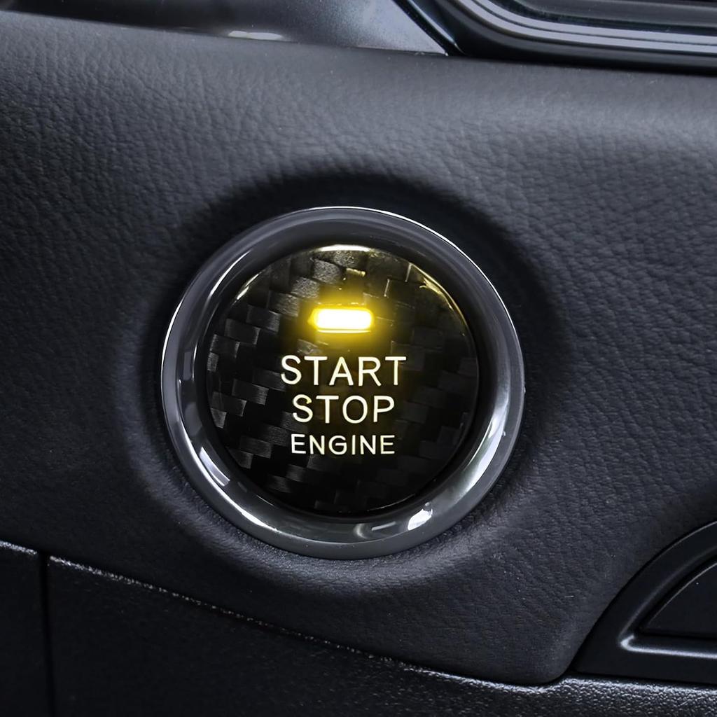Real Carbon Fiber Push Start Button Cover Fit for Mazda 3 6 CX-5 CX-9 MX-5 Miata, Car Interior Keyless Start Button Decorations Accessories 1 Pack