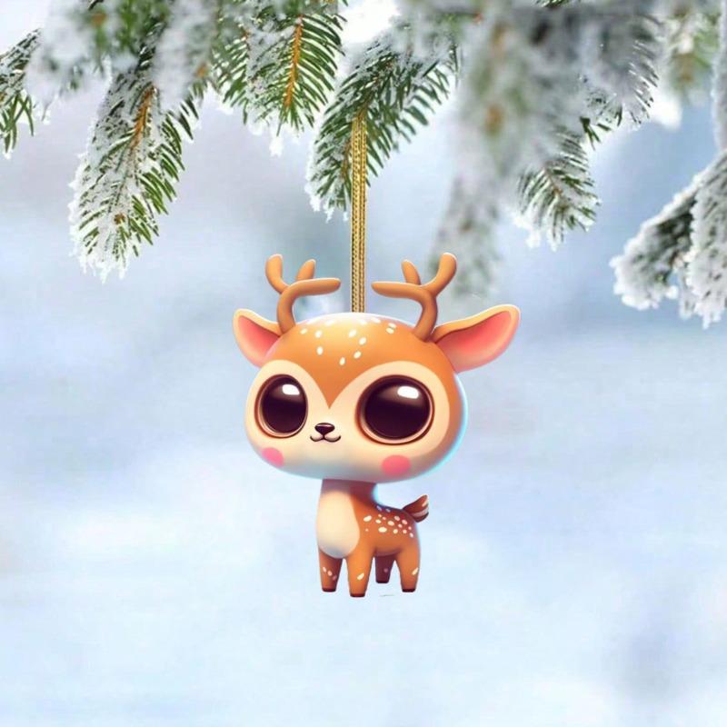 2025 sichere Reise Hirsch begleitet von neuen Acryl flach 2D Rucksack Schlüsselanhänger Auto Rückspiegel Anhänger Handy Anhänger Dekoration