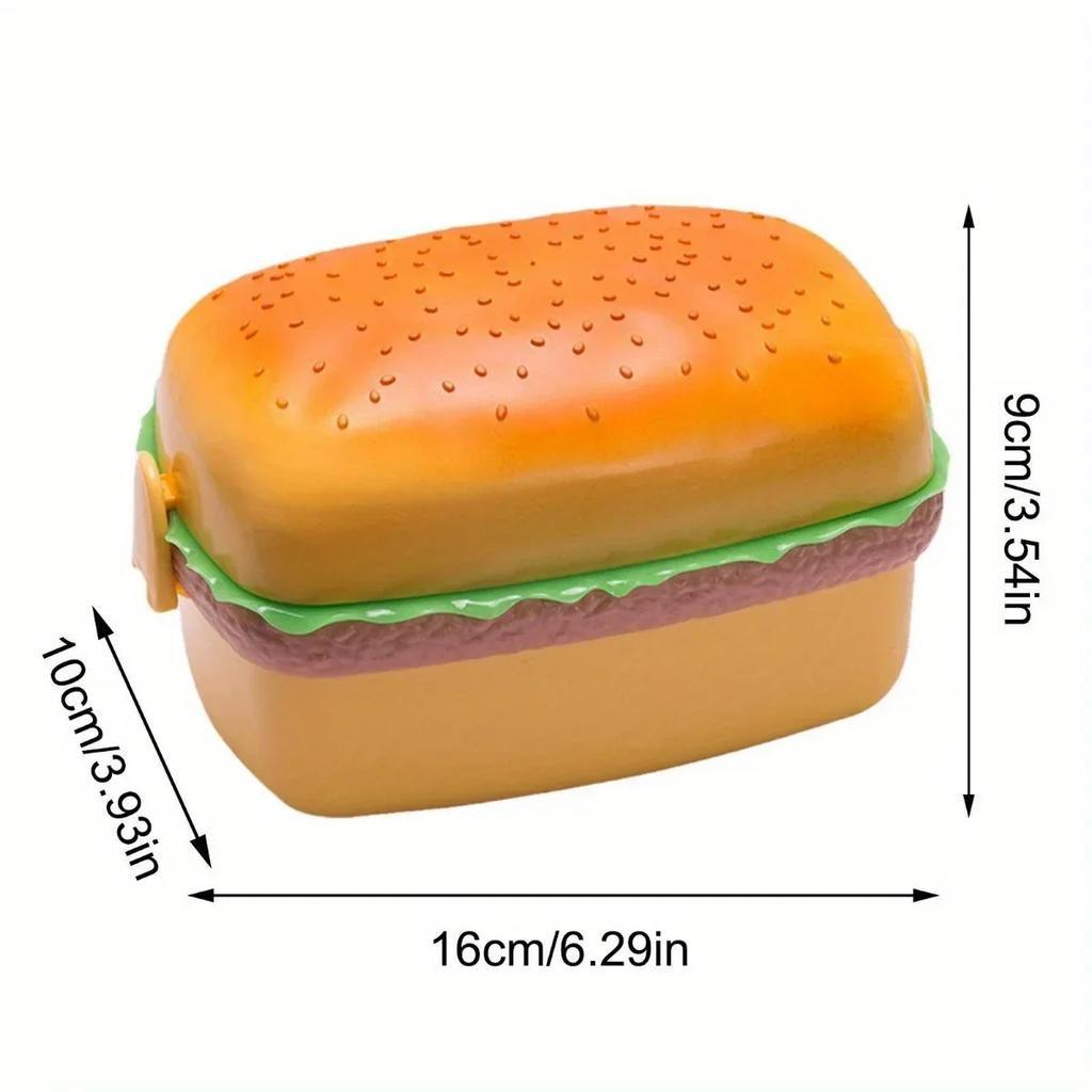 Niedliche Doppelschichtige Hamburger Lunchbox Lebensmittelqualität Student Kinder Lunchbox Mikrowellenheizbar Bento Boxen Outdoor Lebensmittelverpackung