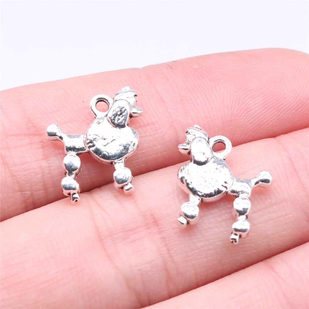 20pcs Puppy Dog Dachshund Bulldog Doghouse Charms Antique Silver Color Plated Pendants Jewelry Making DIY Handmade Craft