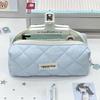 New Blue Pencil Case Soft Touch Large Capacity Stationery Pouch Pen Bag School Office