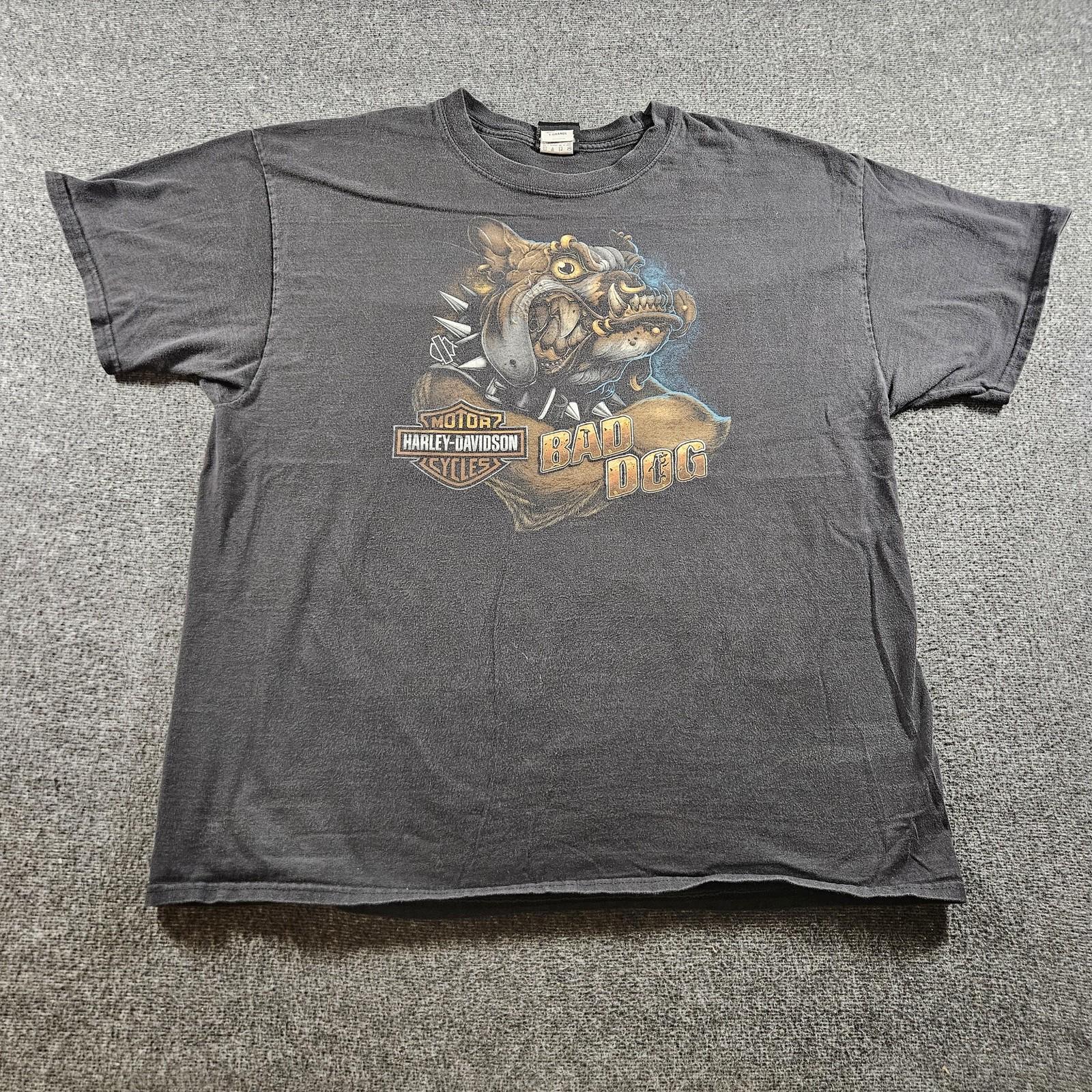 Harley-Davidson Shirt Mens XL Black Bad Dog Graphic Tee Biker Flint Michigan Unisex T-Shirt S
