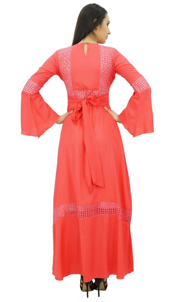 Bimba Women's Kimono Sleeve Maxi Long Boho Gothic Jilbab Dress Rayon