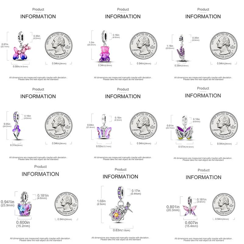 925 Silver Purple Series Butterfly Aries Gemini Safety Chains Fit Original Bracelet DIY Jewelry Making Gift For Women