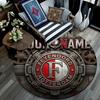 Custom Name,Feyenoord Rotterdam Pattern Round rug,Carpet Rug for Living Room Bedroom Playroom ,Non-slip Floor Mat,Holiday Gifts and Birthday Gifts.