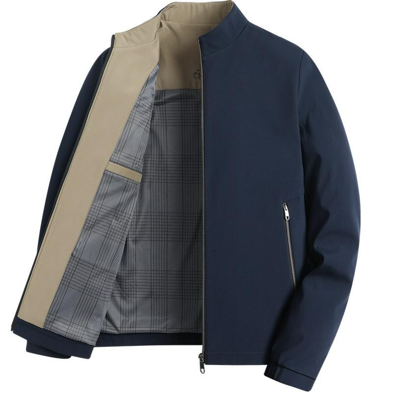 Stand-up Collar Jacket Men's Spring and Autumn Models Stand-up Collar Solid Color Business Casual Loose Dad Jacket Jacket Men