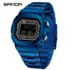 Sanda Men's Square Waterproof Electronic Watch with Fashionable Light and Alarm Clock.