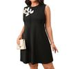Übergröße Damen Sommer Rundhals Einfarbig Ärmellos Locker Geschnittenes Kleid
