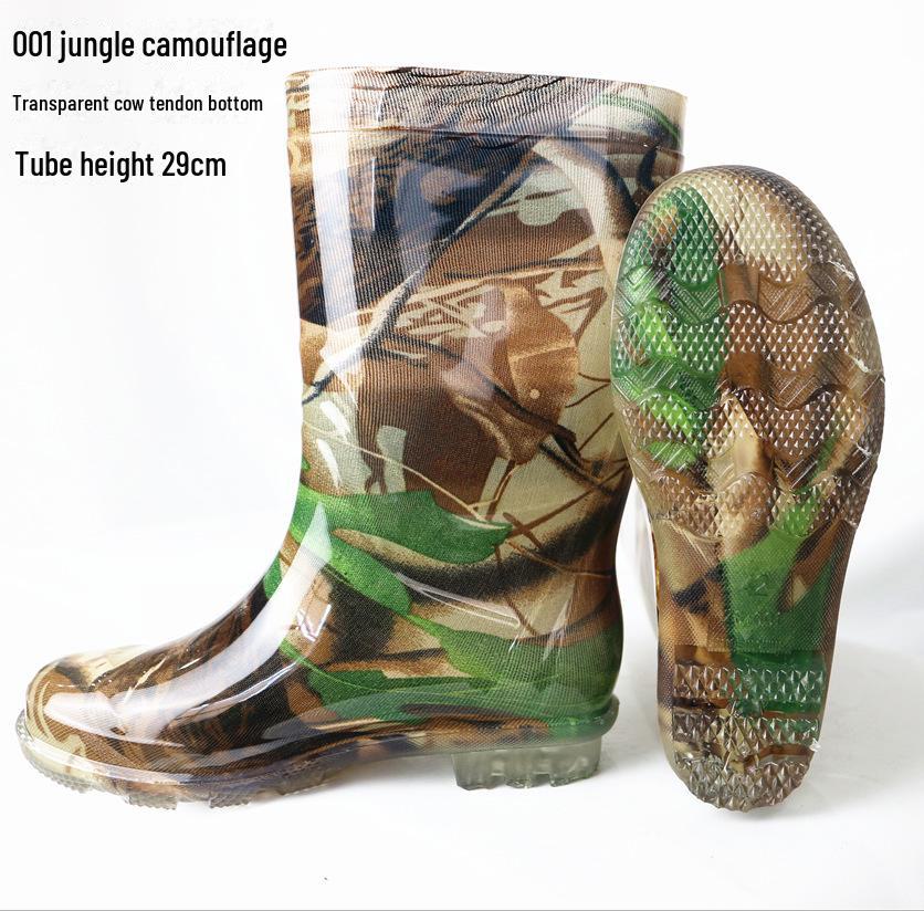 Men's PVC Waders with Non-Slip Rubber Boots and Cowhide Bottom Waterproof Rain Shoes