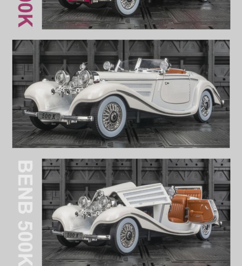 Jinlifang 1901-350 Legierung Retro Klassisches Automodell mit Sound & Licht