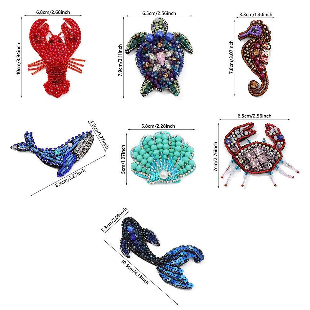 3D Beaded Patches Handmade Cartoon Patches Marine Animal Patches  For DIY Craft & Cloth Decoration