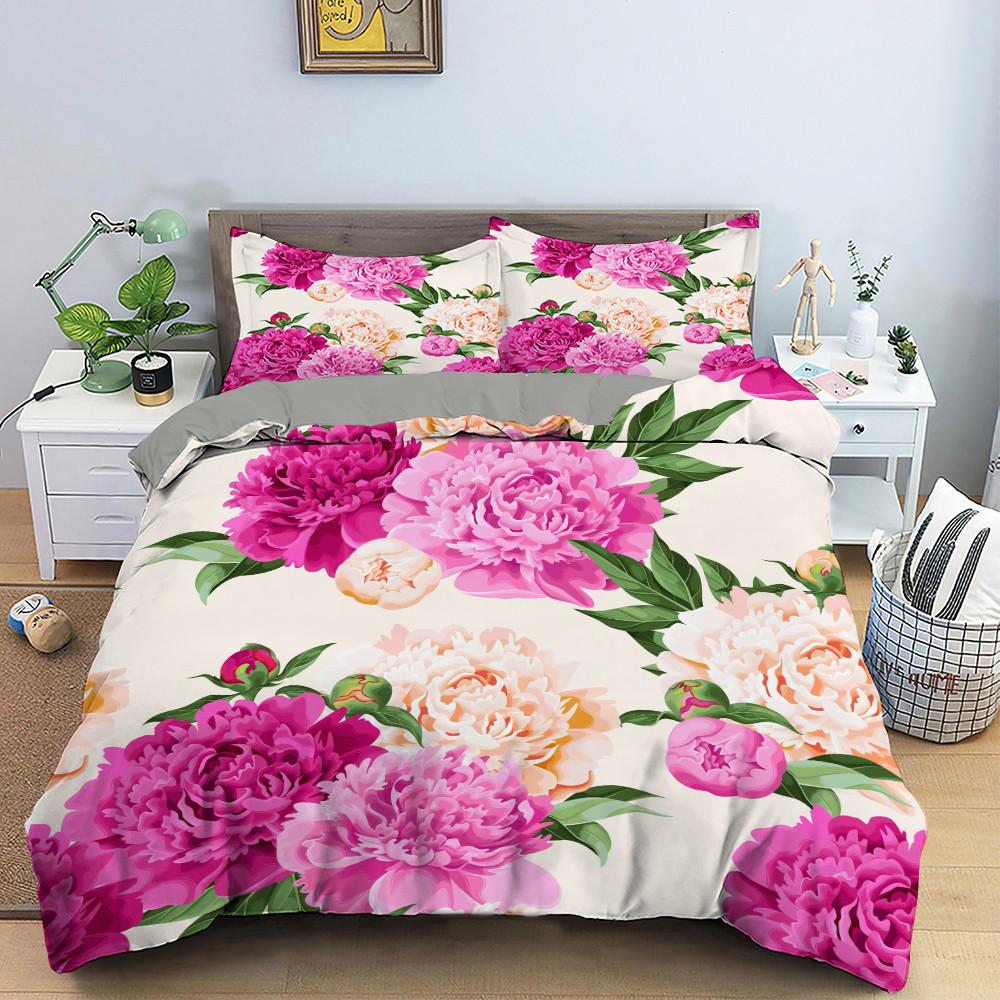 3D Creative Rose Bedding Set Valentine's Day Quilt Cover Pillowcase Bedding Single Double Bed Full Size 2/3 Pieces Microfiber