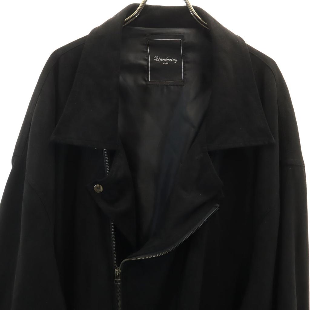 Unrelaxing Faux Suede Double Riders Jacket Black Women Used