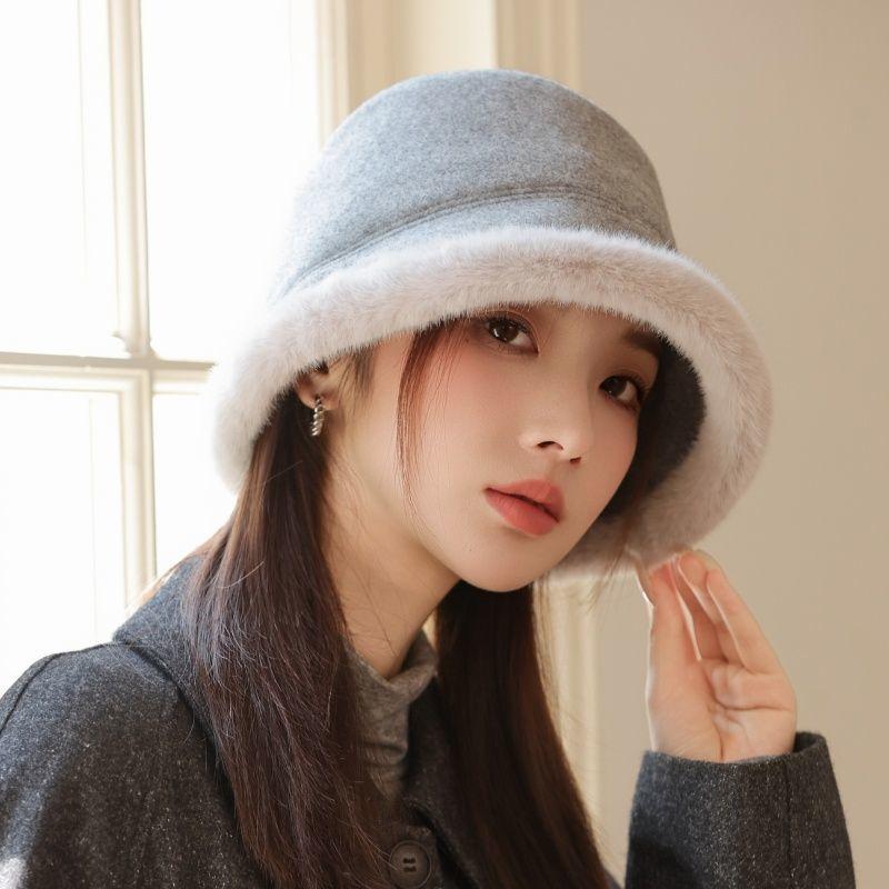 Plush Warm Thickened Bucket Hat Women's Autumn and Winter Cold and Windproof Ear Protection Basin Hat