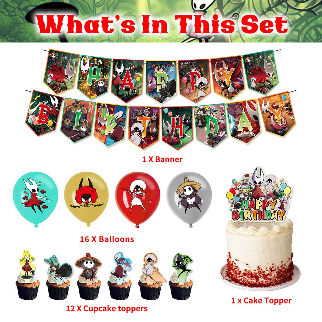Birthday Theme Party Decoration Banner Pull Flag Cake Flag Balloon- Set