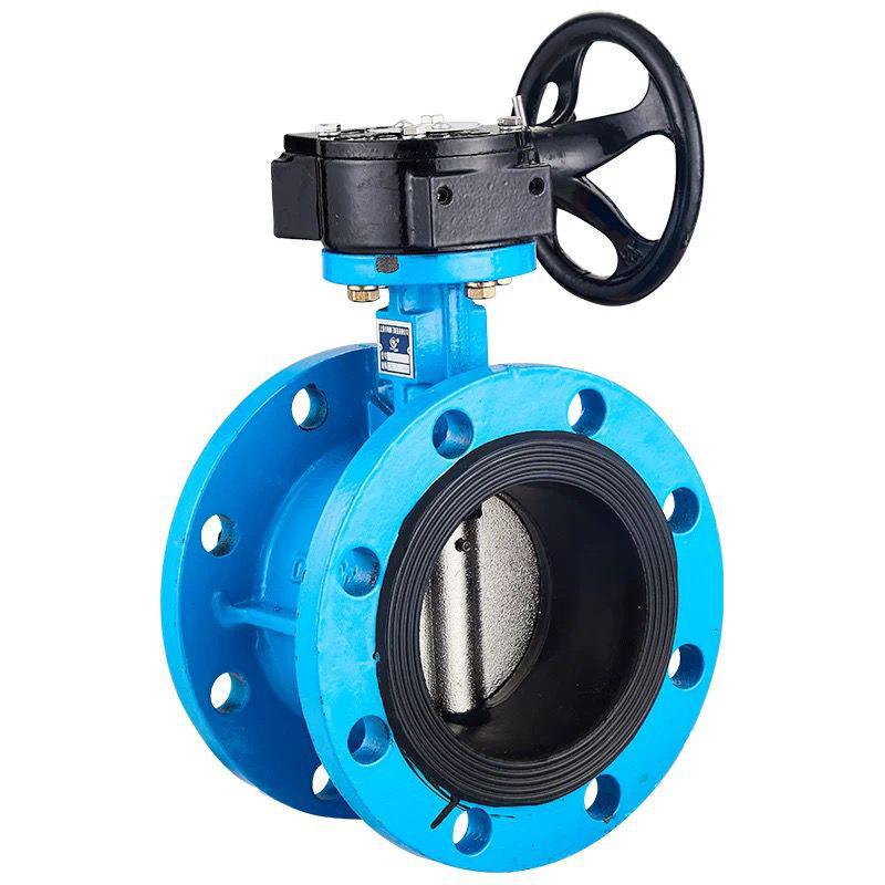 DN50 Cast Iron Soft Seal Flanged Butterfly Valve with Turbine Worm Gear