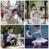 Portable Chinese Style Silk Folding Fan Handmade Cooling Retro Bamboo Fan with Tassel Butterfly Pattern Handheld Fan Party Props