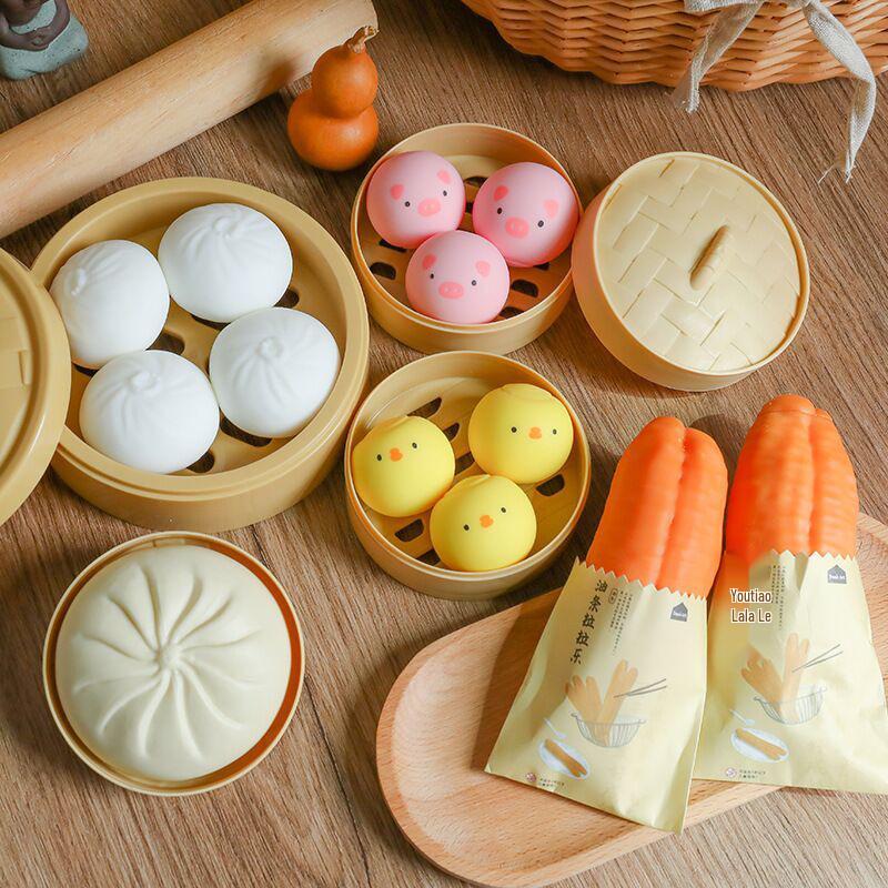 Creative Stress Relief Squeeze Toy - TPR Steamed Bun & Fried Dough Stick Simulations