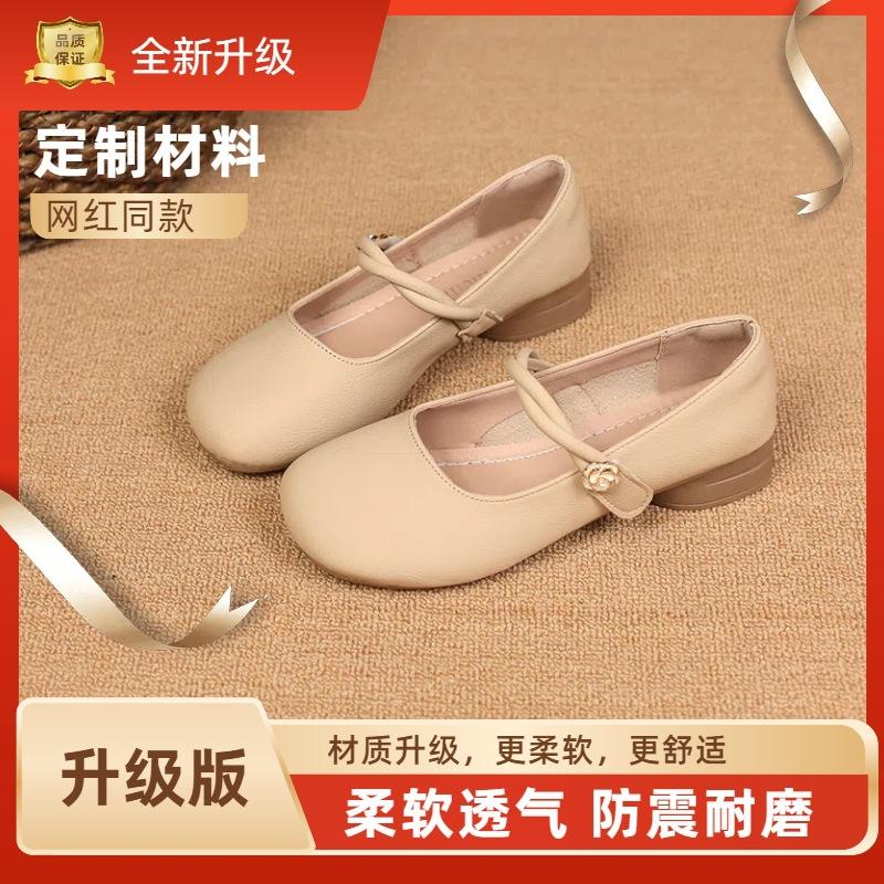 French versatile single shoes women's 2025 summer new popular soft sole soft surface shallow mouth with skirt Mary Jane small leather shoes