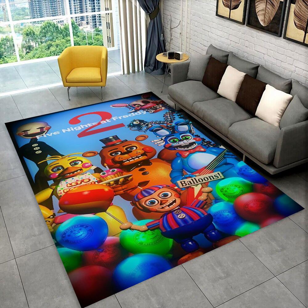 3D Horror Spiel F-FNAF Freddy Film Teppich für Spielzimmer Schlafzimmer Wohnzimmer Sofa Heimdeko, Teppich rutschfeste Bodenmatte Geschenk