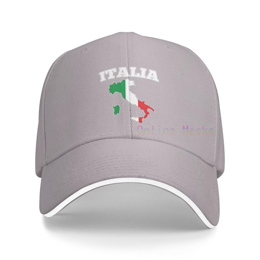 Italien Karte Flagge Vintage Baseball Caps Sandwich Cap Baumwolle Sommer Outdoor Sonnenhut Unisex Damen Unisex Erwachsene Washed Denim Verstellbar